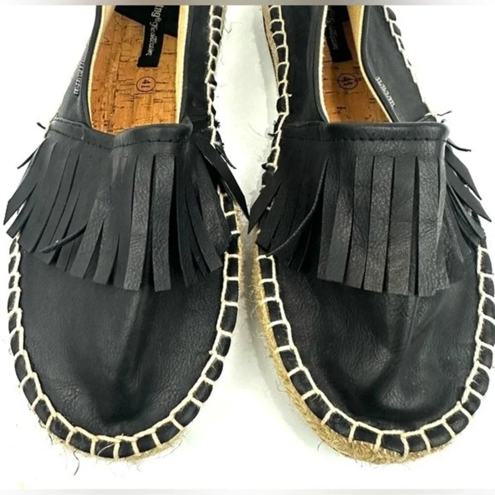 MTNG Black fringe Accent Espadrille Sz 41 (9.5)